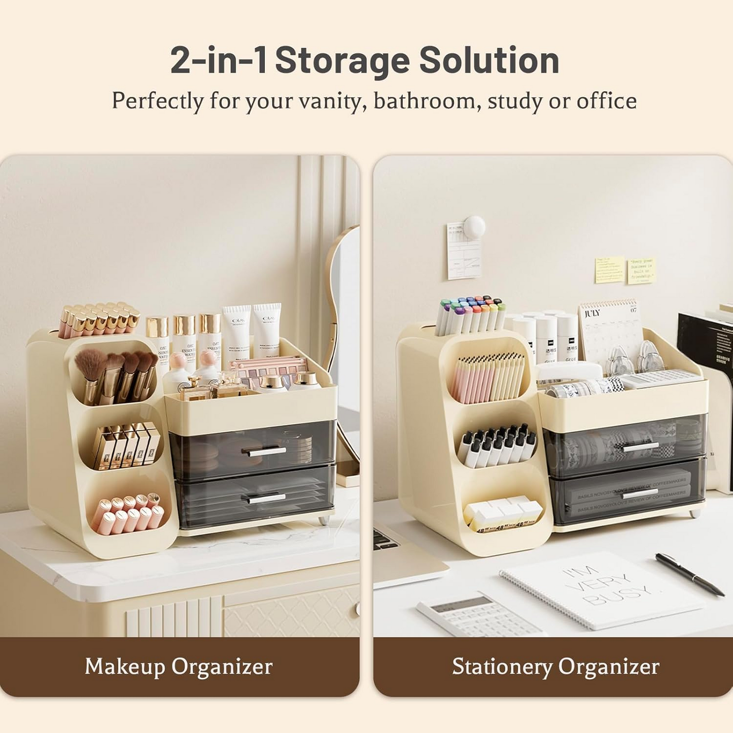 Makeup Organizer with Drawers | Stylish Cosmetic Storage for Bathroom & Vanity