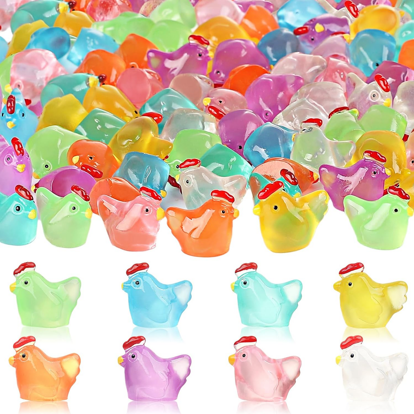 Luminous Mini Chicken Resin Figurines