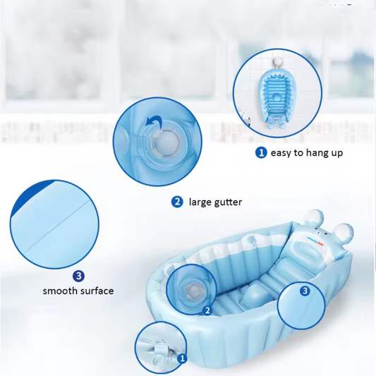 Portable infant bathtub with saddle horn and anti-slip textured bottom for safe bathing
