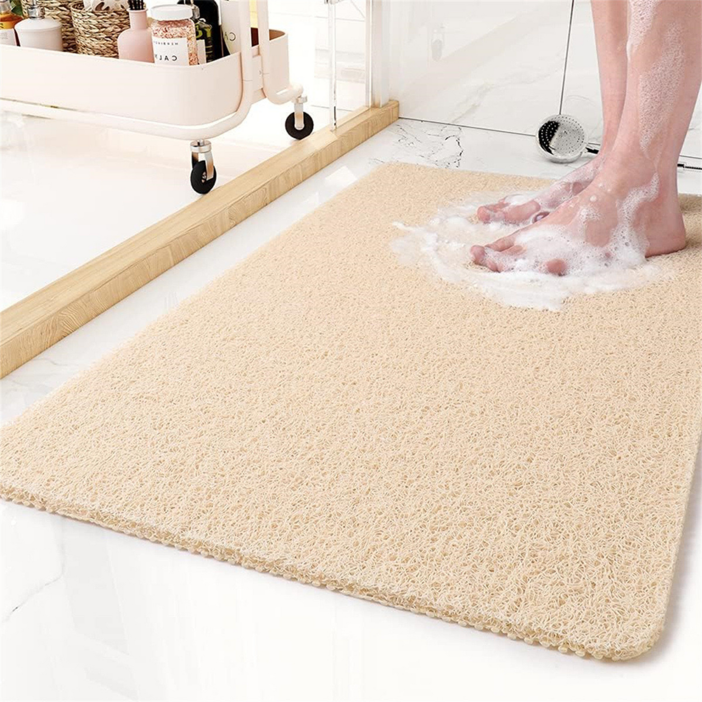 Premium PVC bathtub mat with drainage holes and quick-drying design