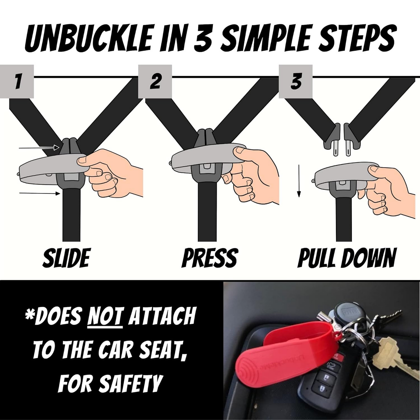 Car seat buckle release tool for arthritis and weak grip strength