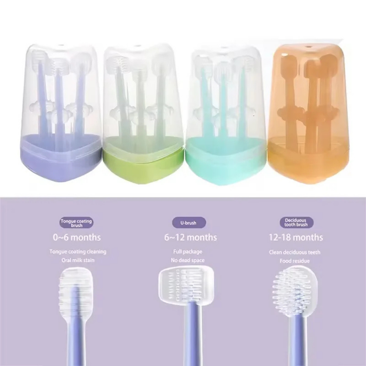 Toothbrush Tongue Cleaner - 3 piece Set