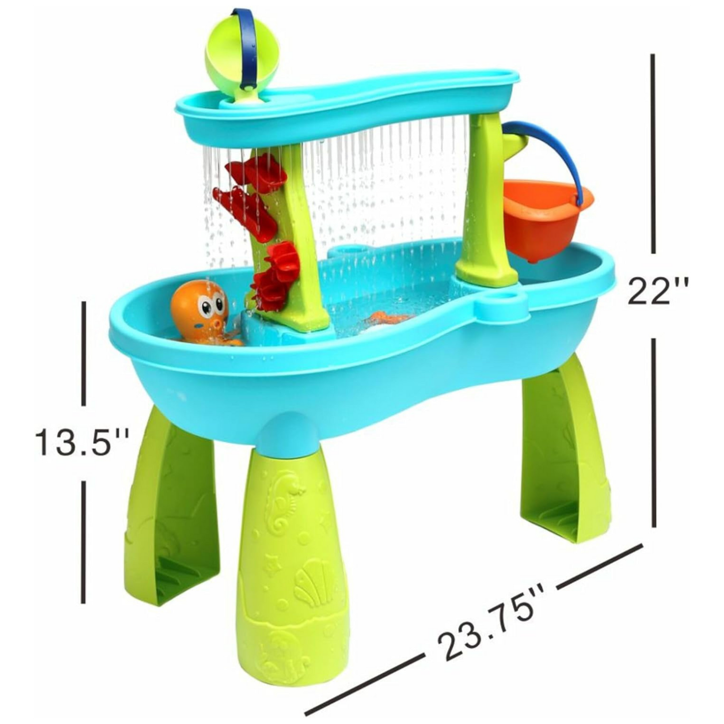 Outdoor activity table for kids with multiple play accessories