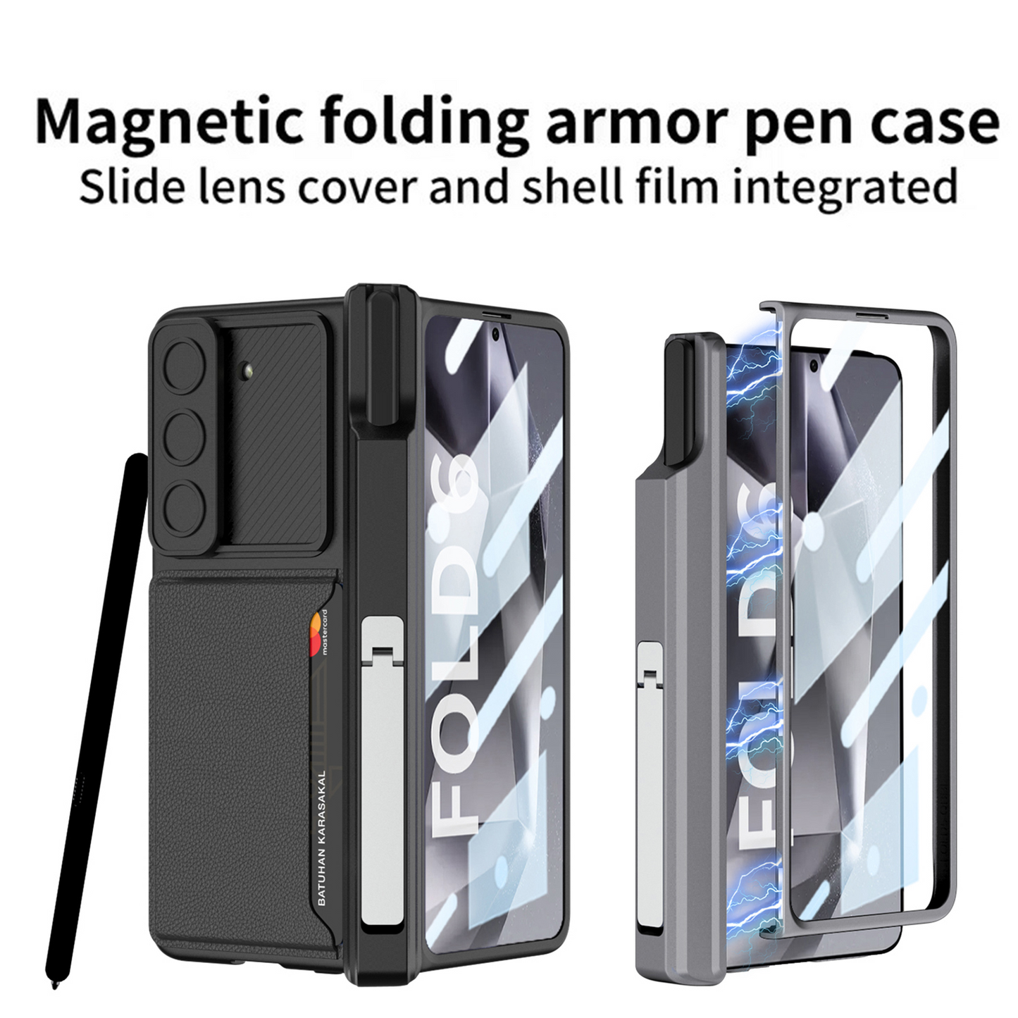 Samsung Z Fold 6 Wireless Charging Compatible Case – Black and Grey