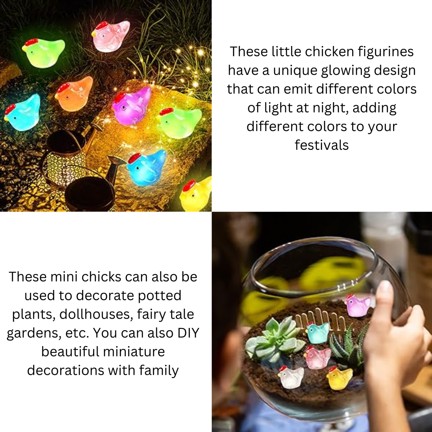 Luminous Mini Resin Chicken