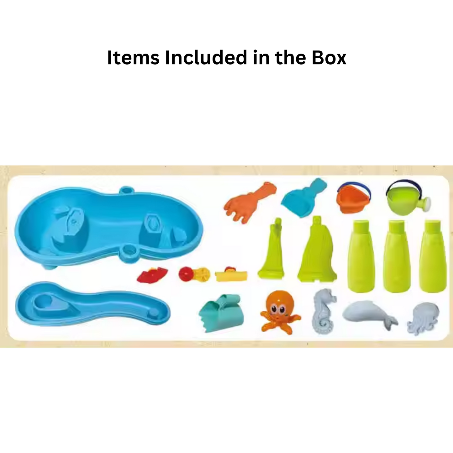 Outdoor activity table for kids with multiple play accessories