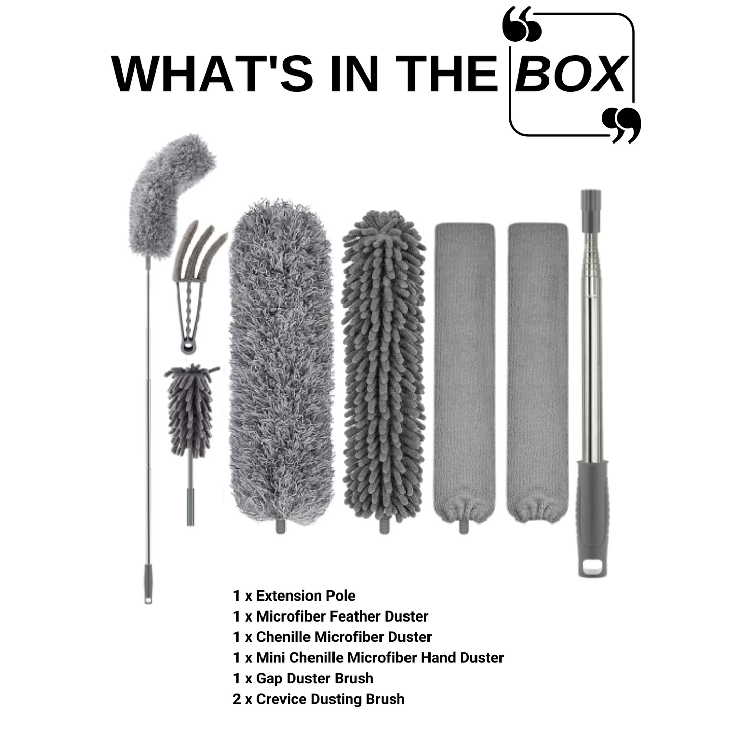 Microfiber Duster with Stainless Steel Handle -Telescopic Cleaning Kit
