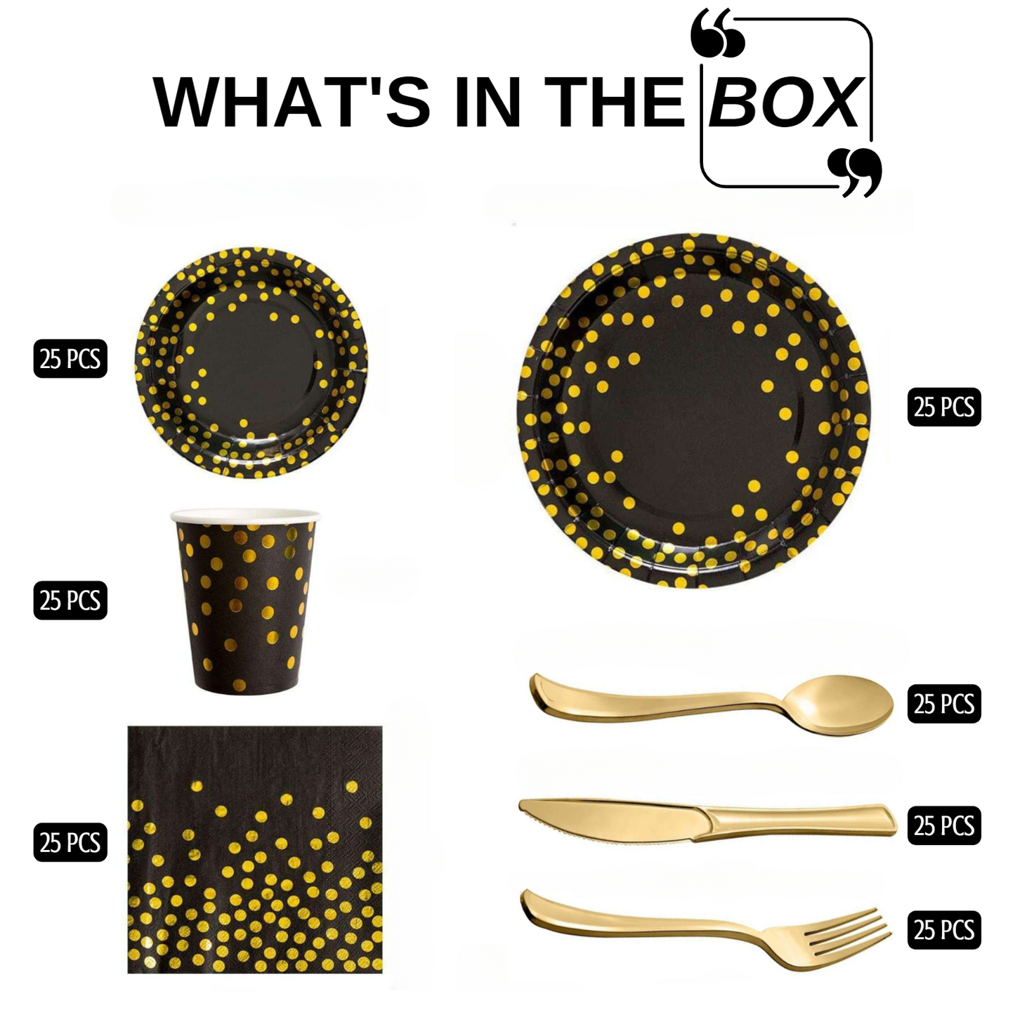 Black Gold Tableware, Birthday and Wedding Party Supplies South Africa