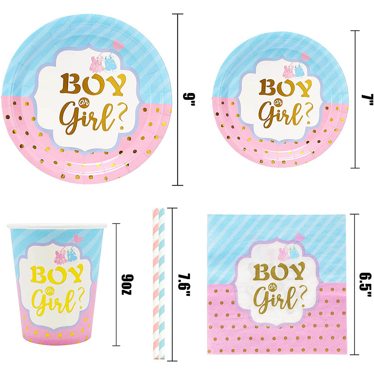Blue and Pink Disposable Party Supplies for Baby Gender Reveal