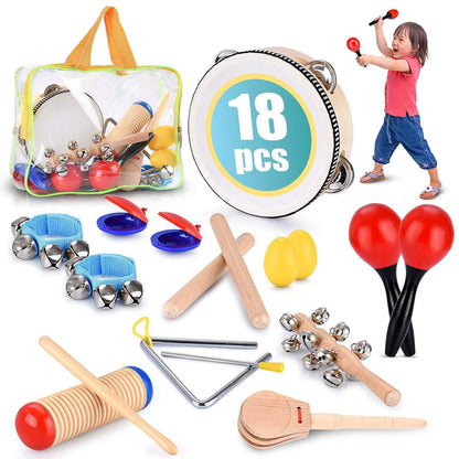 Wooden Musical Instrument Set – 18 Pieces for Kids
