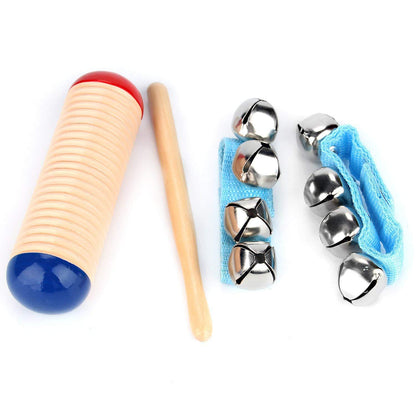 Portable bag with wooden music instruments inside