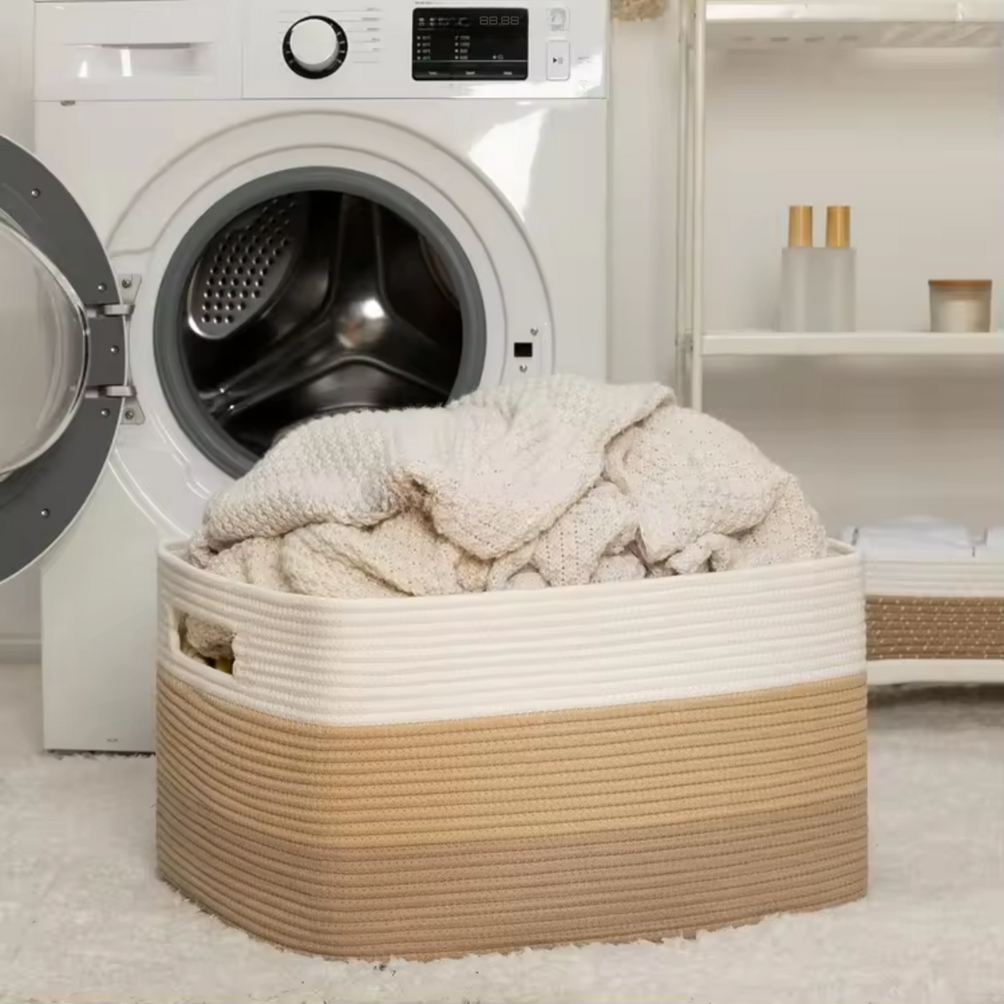 Versatile woven rope storage bin for living room bedroom SA
