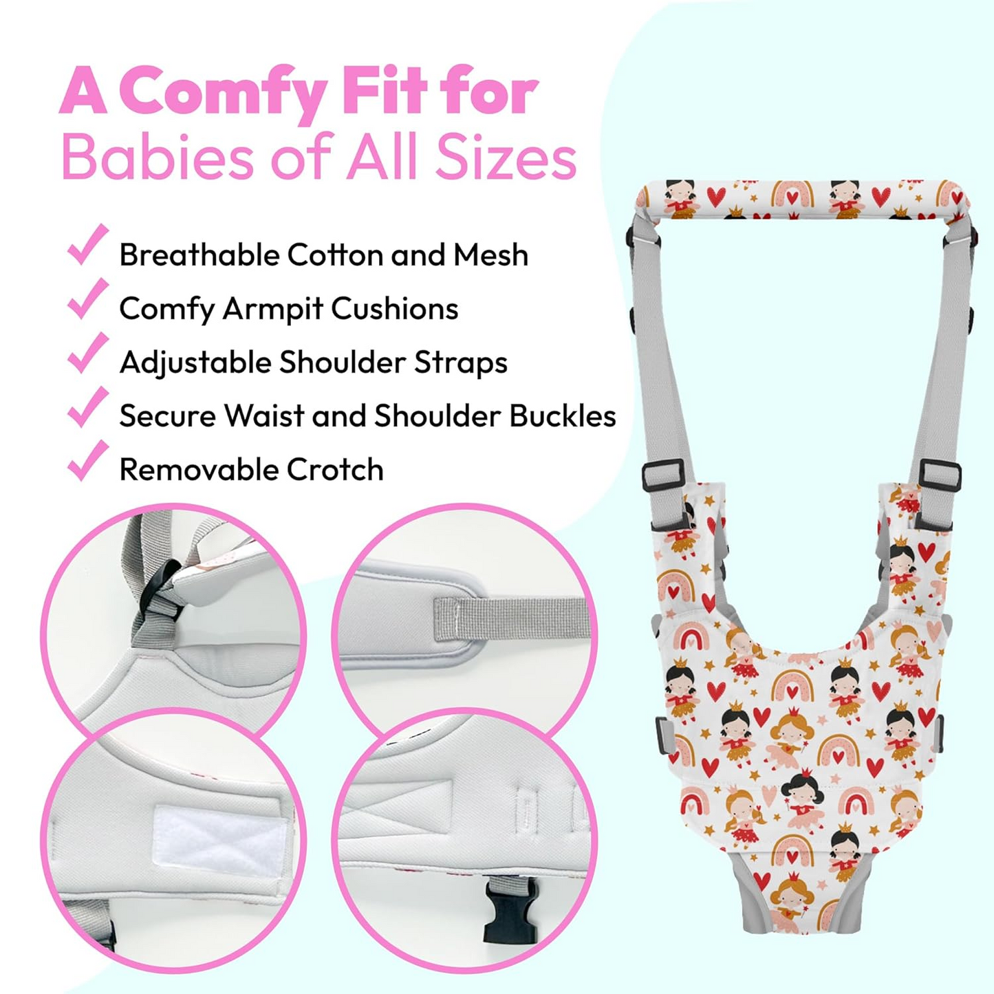 Baby Walking Harness, Handheld Baby Walking Helper for Toddlers with Detachable