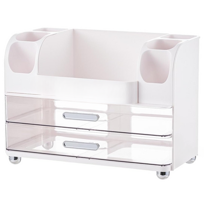 Compact desk organizer for office stationery and makeup storage
