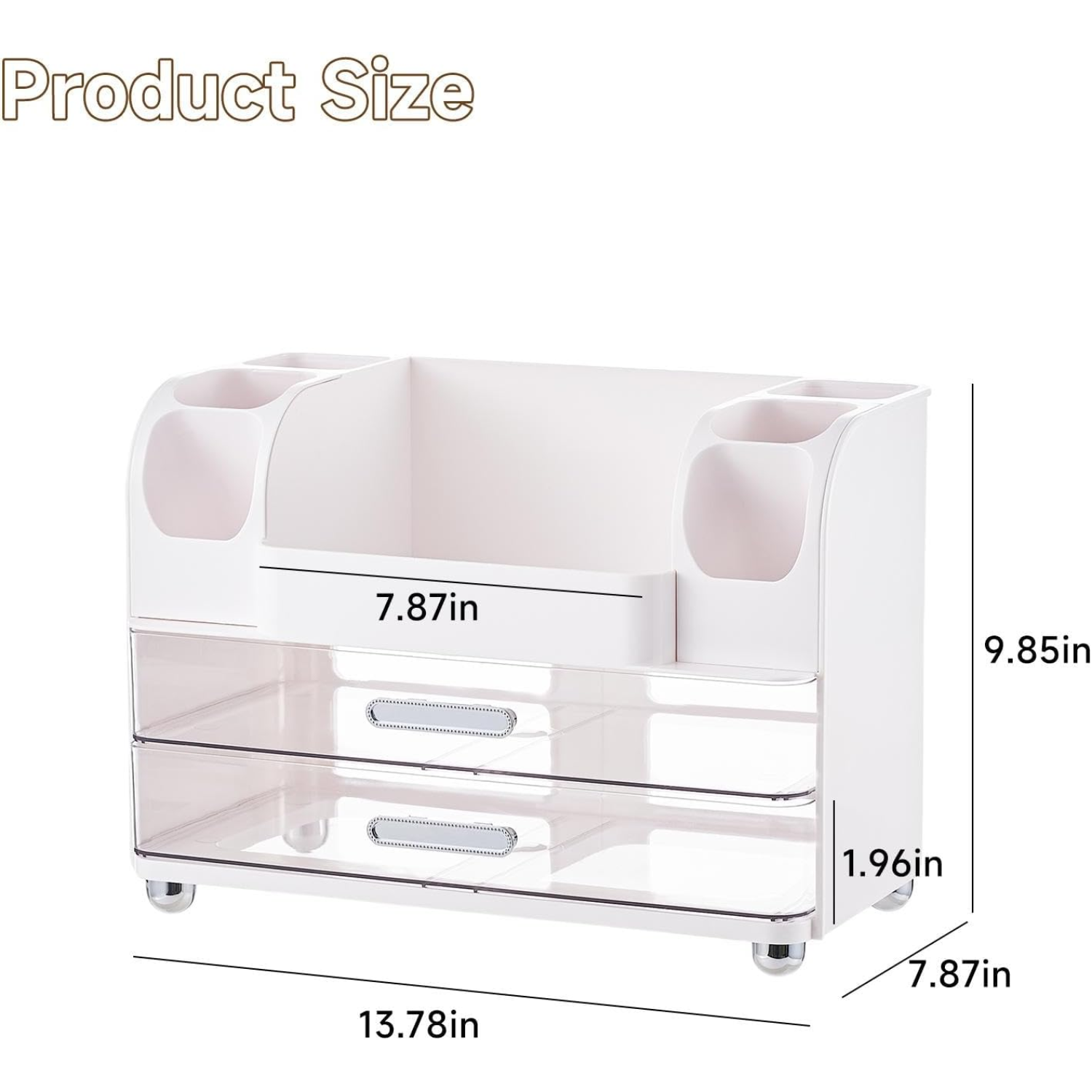Compact desk organizer for office stationery and makeup storage