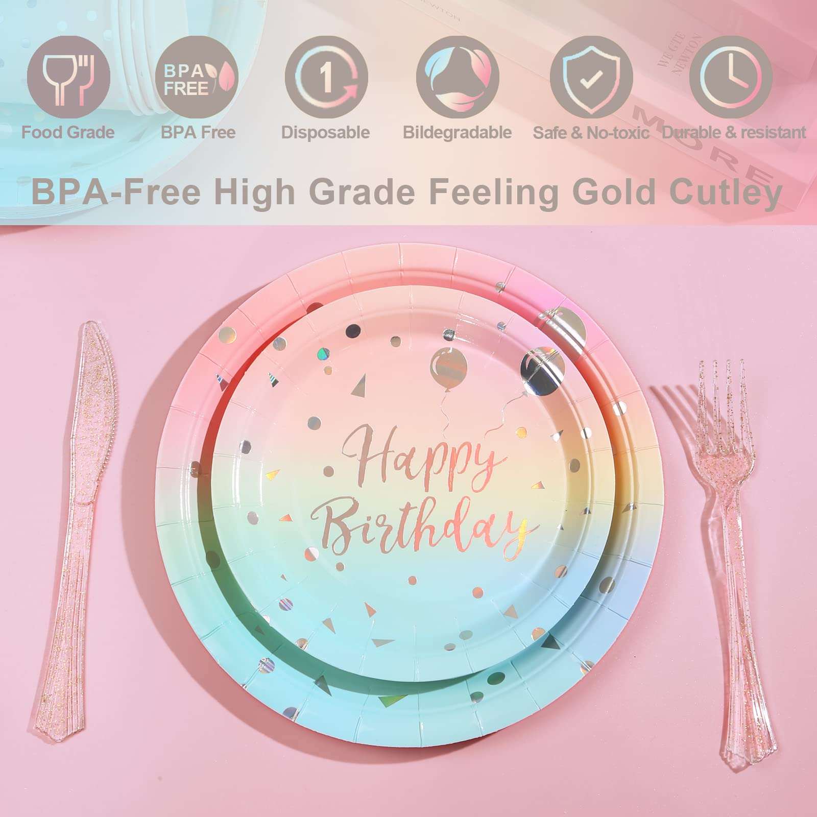 Disposable rainbow party dinnerware set – 200 pieces for kids’ birthday in South Africa