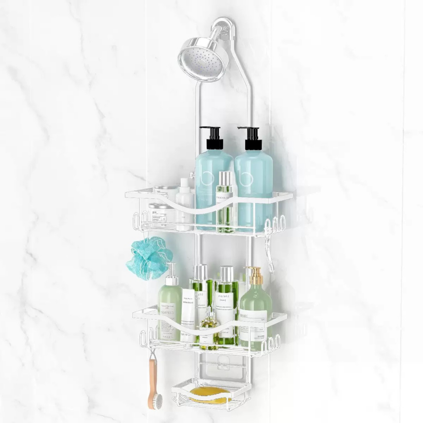 Adjustable Shower Caddy Organizer with Soap Holder – Rustproof