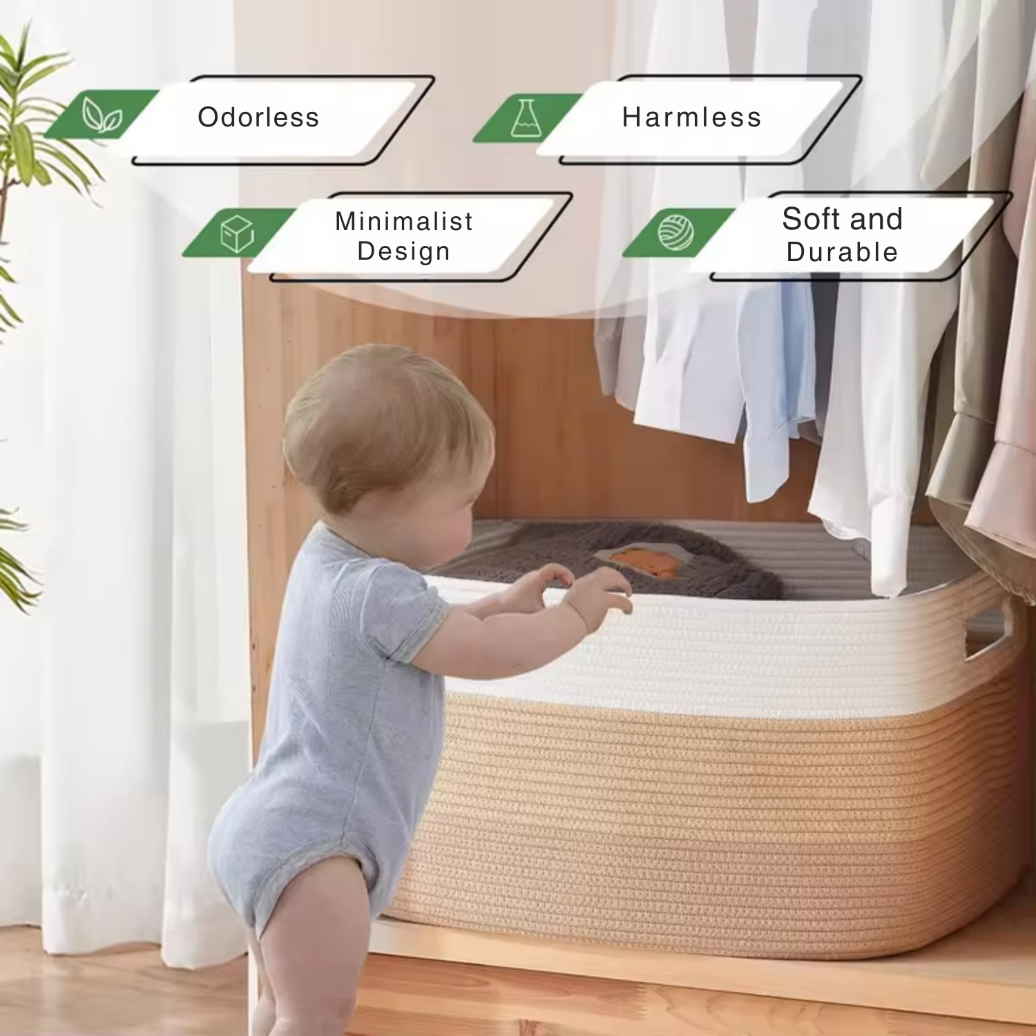 Versatile woven rope storage bin for living room bedroom SA