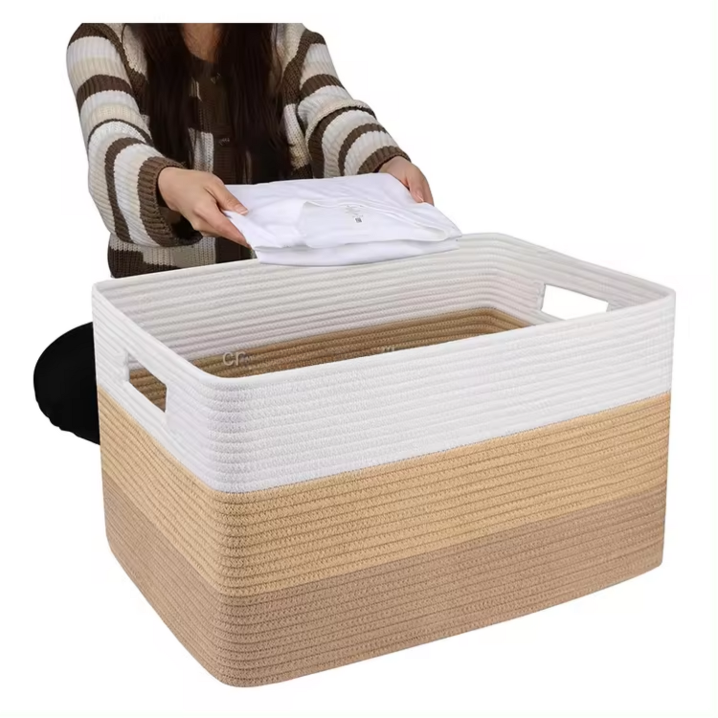 Versatile woven rope storage bin for living room bedroom SA