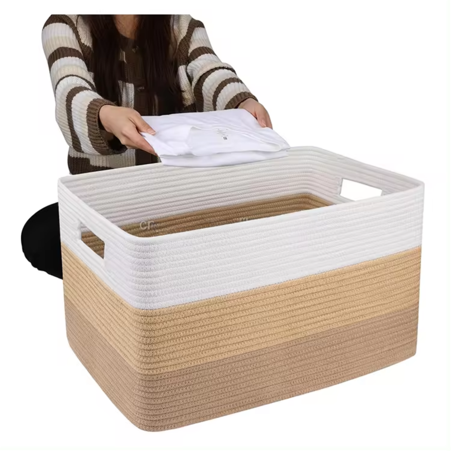 Versatile woven rope storage bin for living room bedroom SA