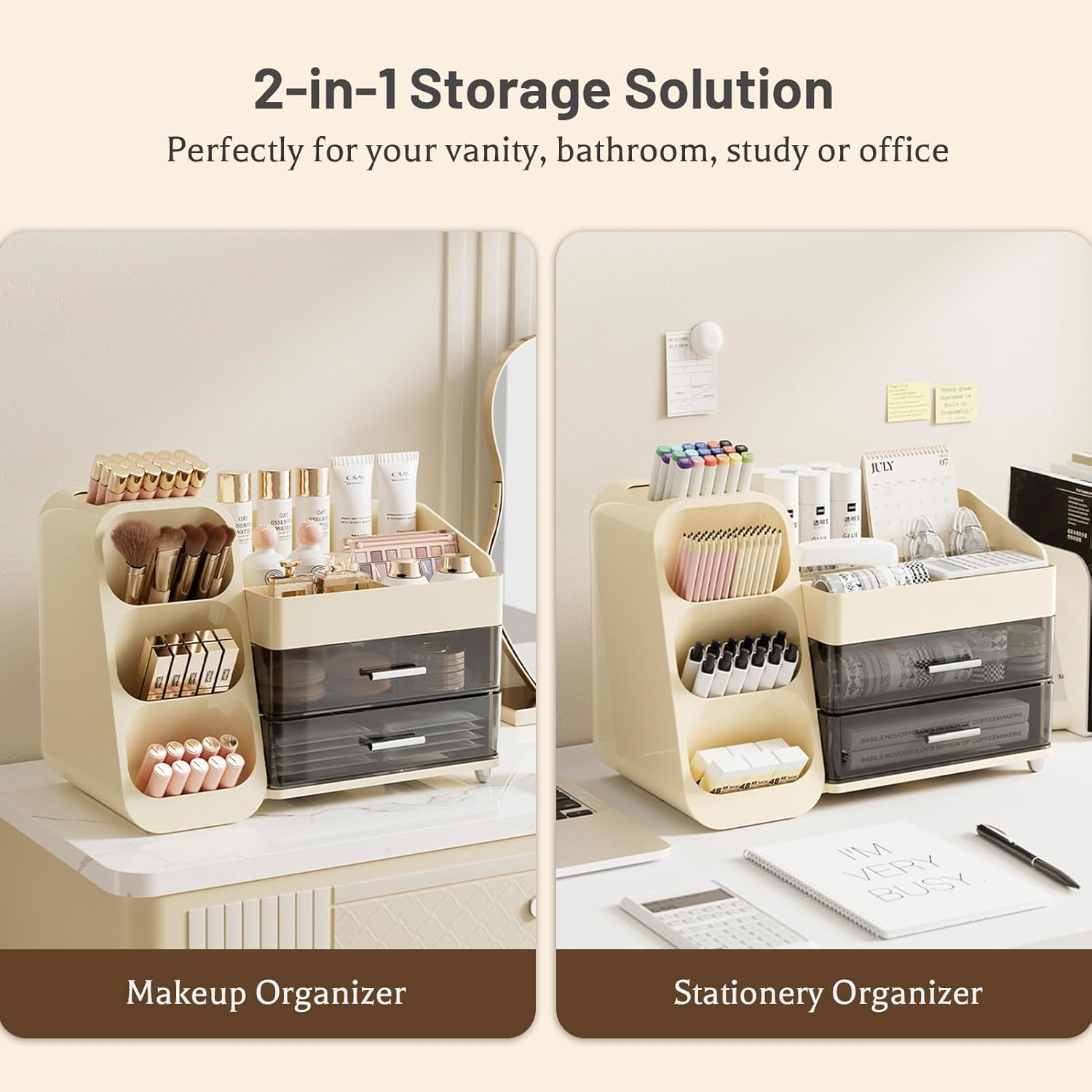 Makeup Organizer with Drawers | Stylish Cosmetic Storage for Bathroom & Vanity