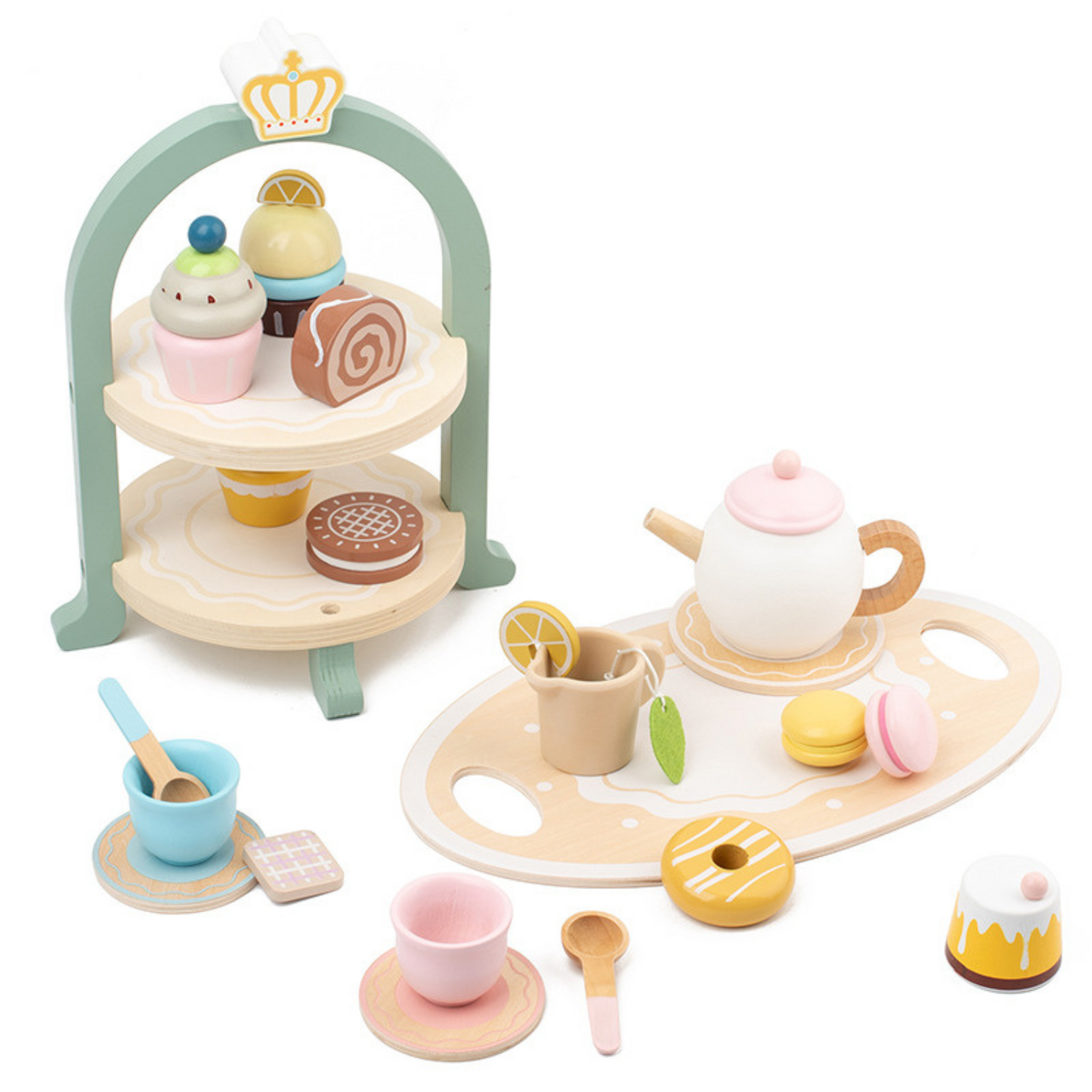 Montessori Pretend Play Afternoon Wooden Tea Party Set Toddlers Boys Girls