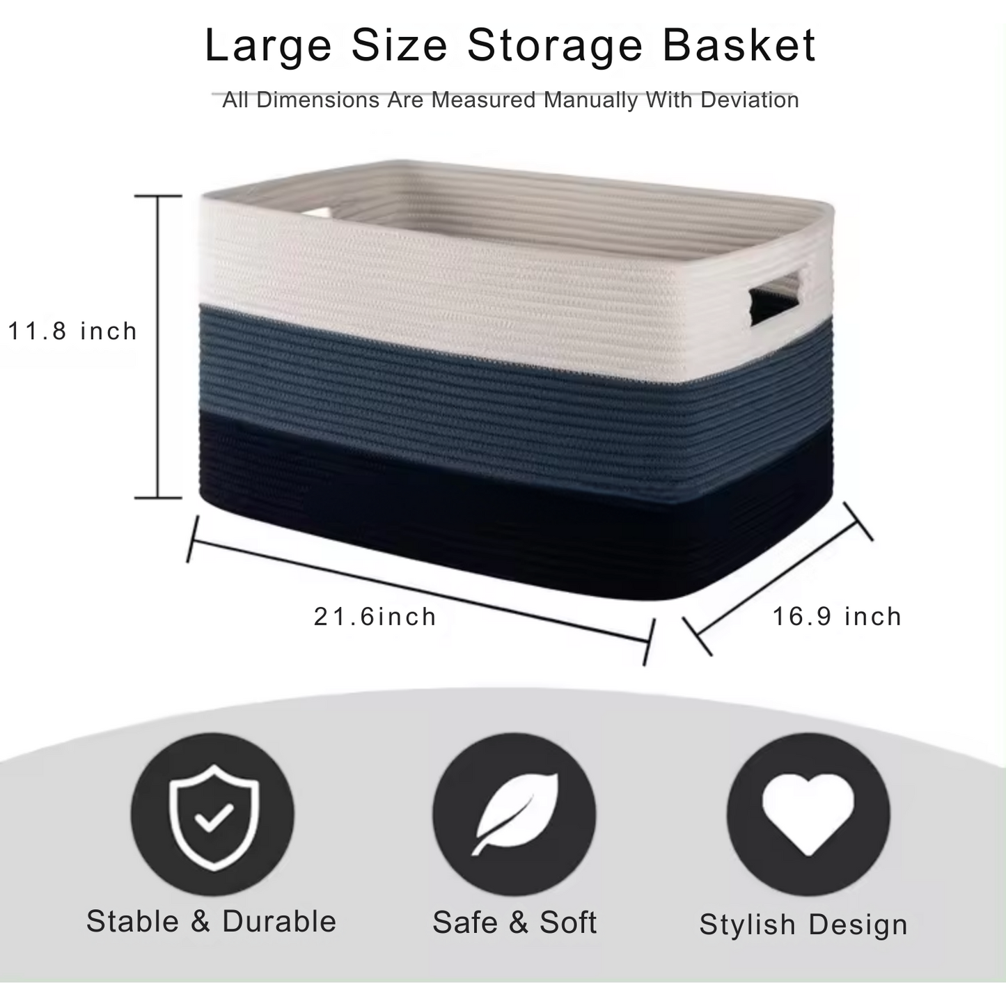 Sheikhs natural cotton rope rectangular storage basket extra large