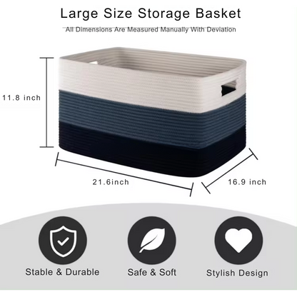 Sheikhs natural cotton rope rectangular storage basket extra large