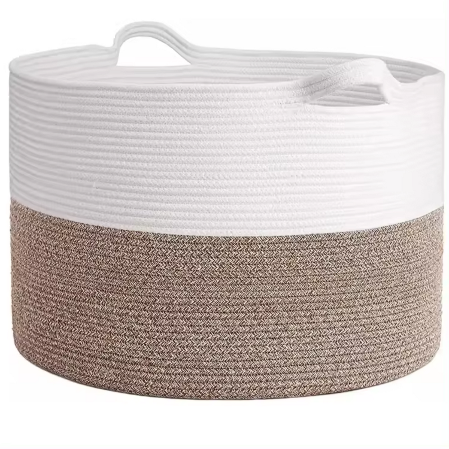 Eco-friendly cotton rope storage bin with handles for laundry and blankets