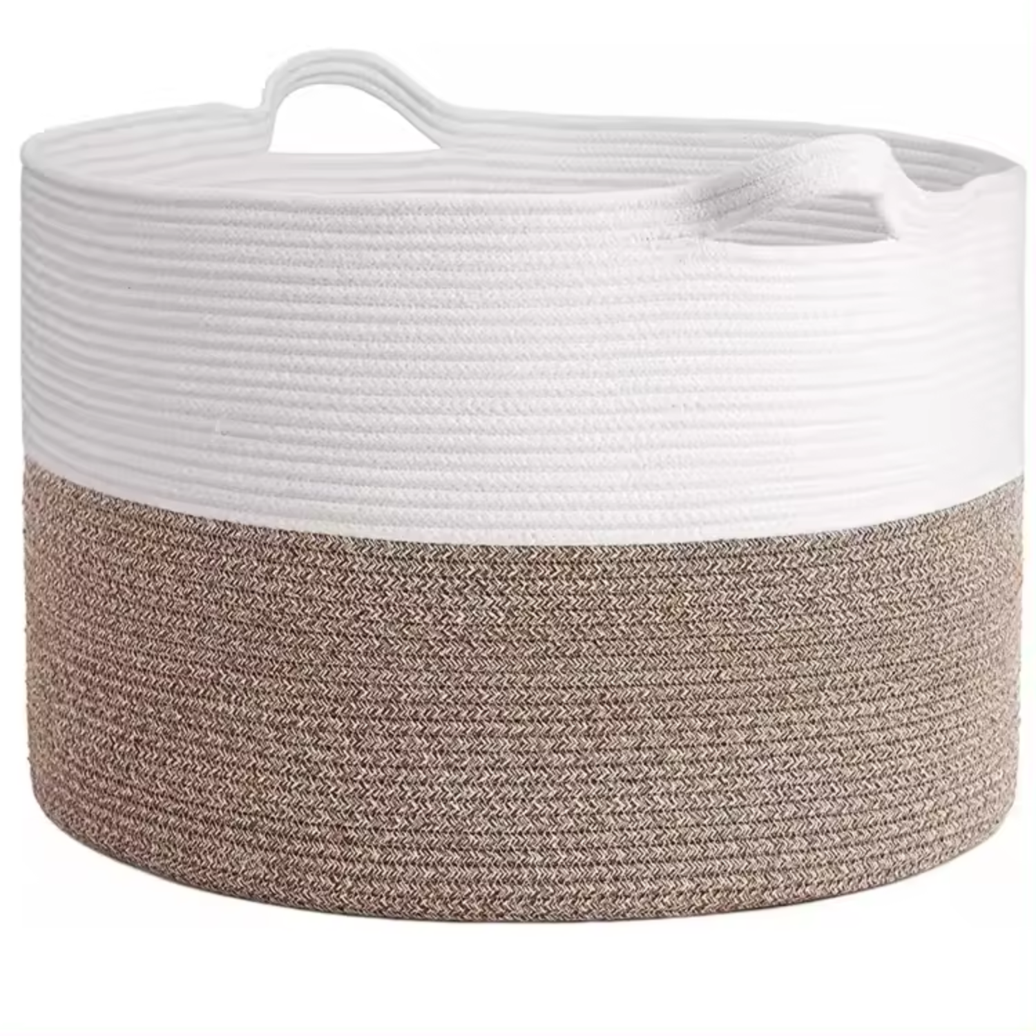Eco-friendly cotton rope storage bin with handles for laundry and blankets