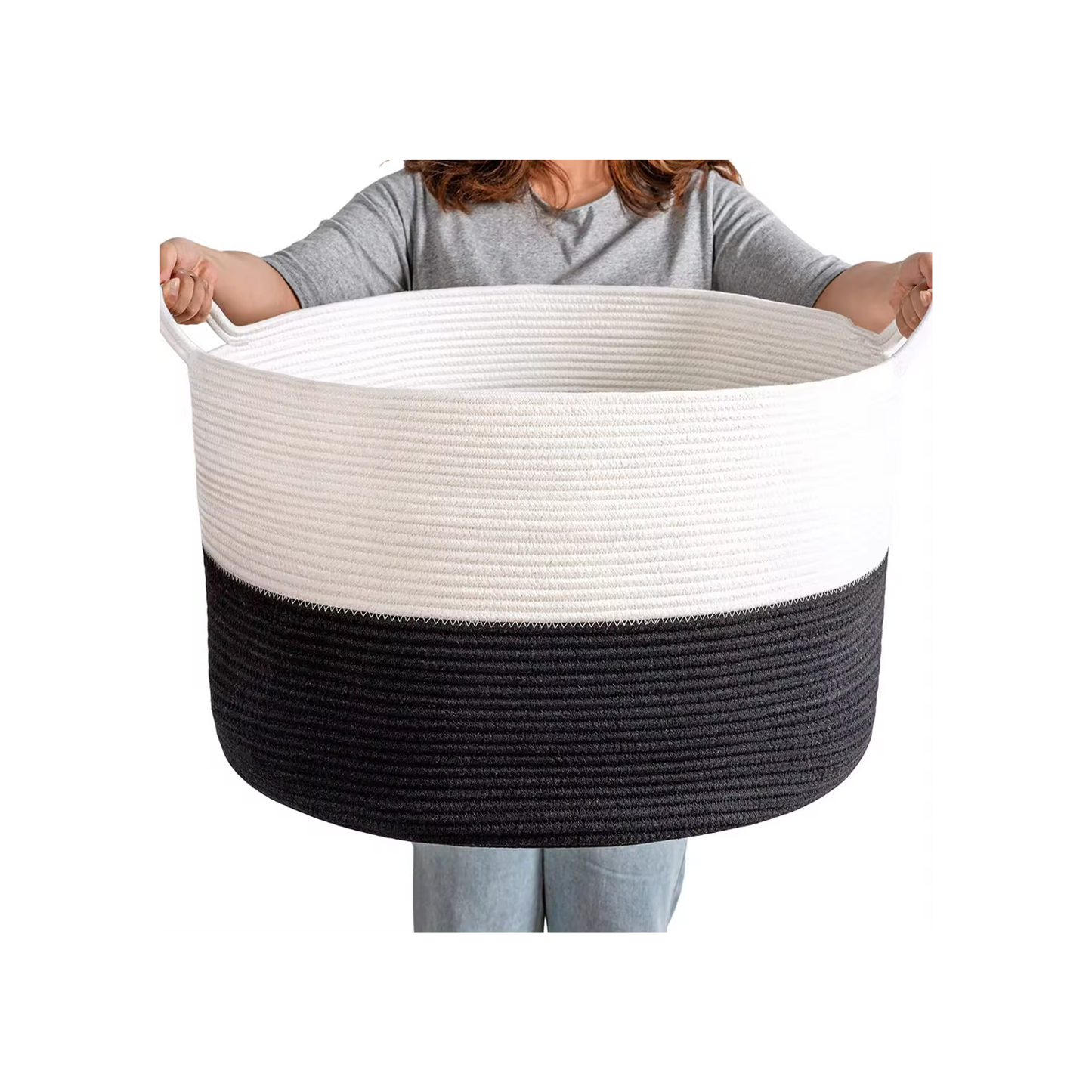 Toy storage basket for kids and pet toys – cotton rope organizer