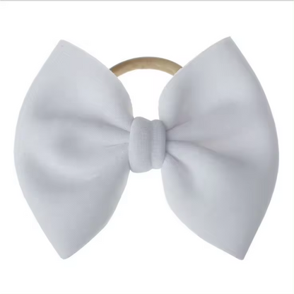 White Baby Girl Elastic Headband – Perfect for Birthdays, Holidays & Photoshoots