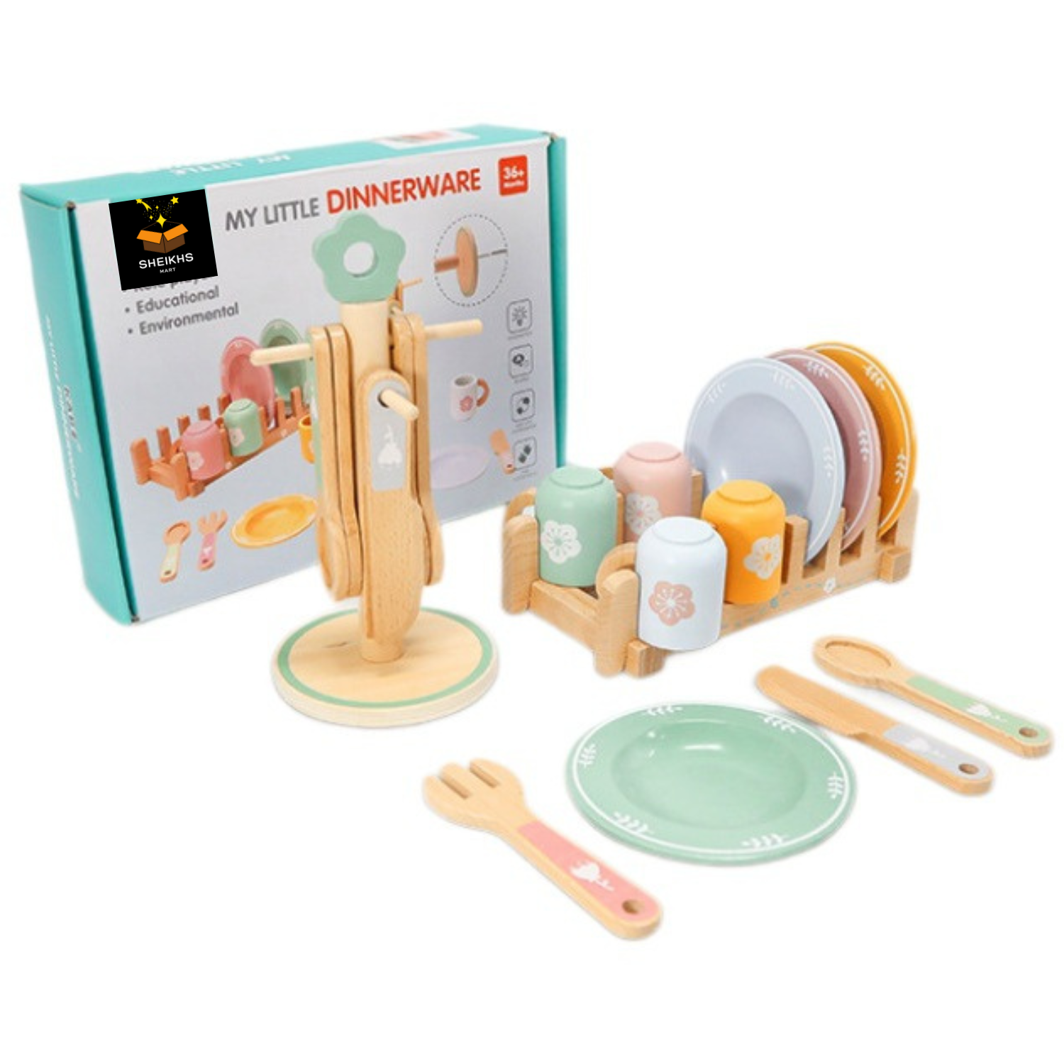 Montessori Kitchen Pretend Play Wooden Kitchenware Set – 26 Pieces for Kids South Africa