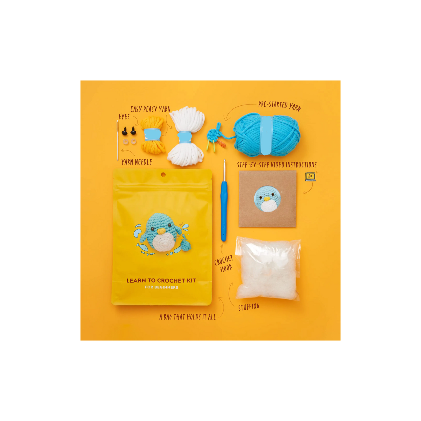 Crochet Kit for Beginners – Penguin | Easy DIY Crochet Set South Africa