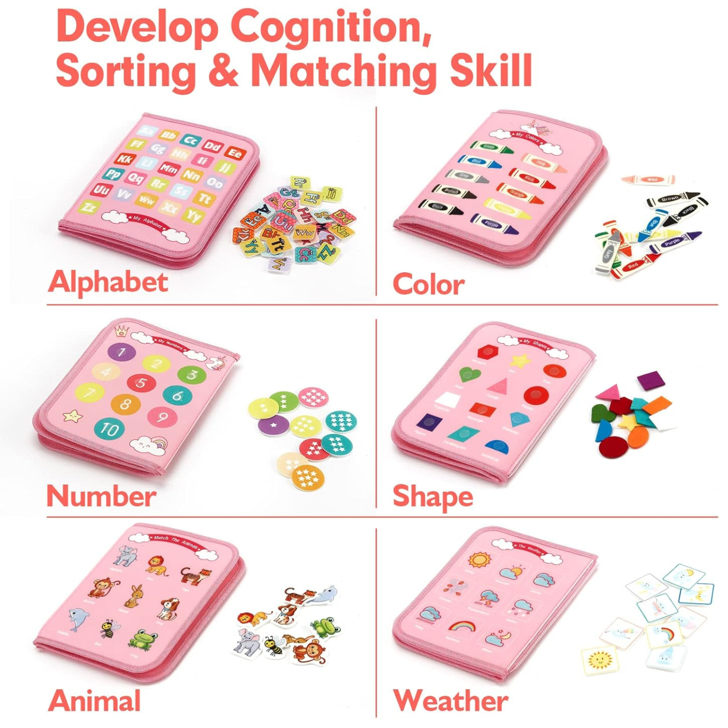 Quiet Busy Board with Zippers, Buckles, and Buttons for Toddler Life Skills
