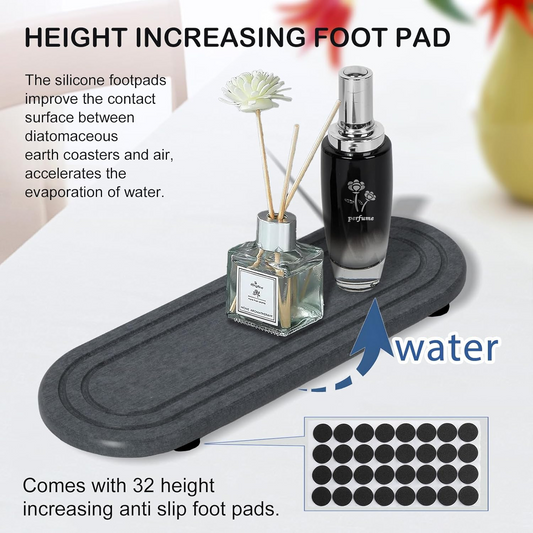 Diatomite Water Absorbent Stone Sink Trays Bathroom Kitchen Coaster - Pack of 2
