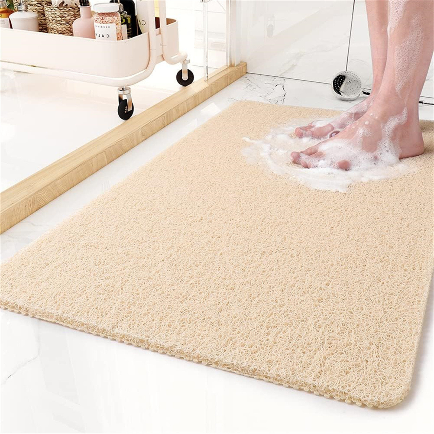Premium PVC bathtub mat with drainage holes and quick-drying design
