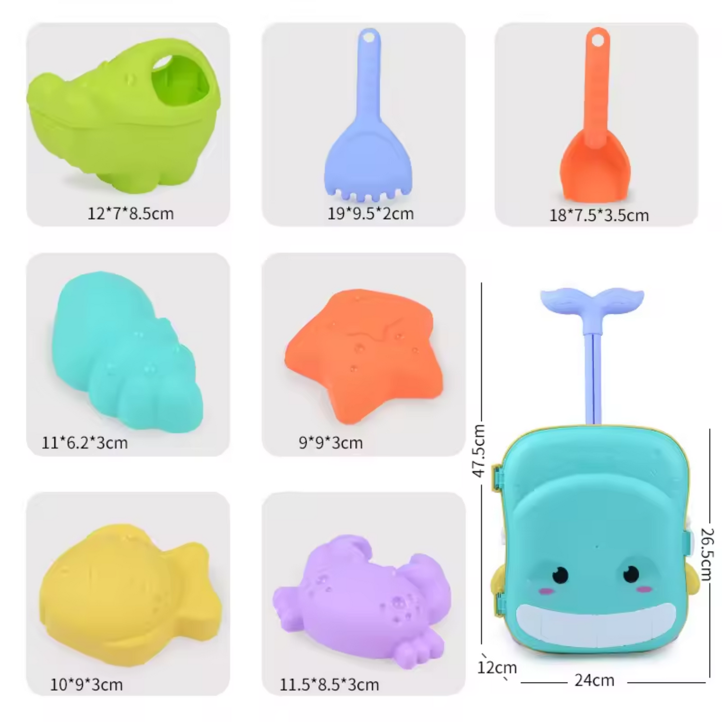Children Beach Toys Set With Whale Trolley Case