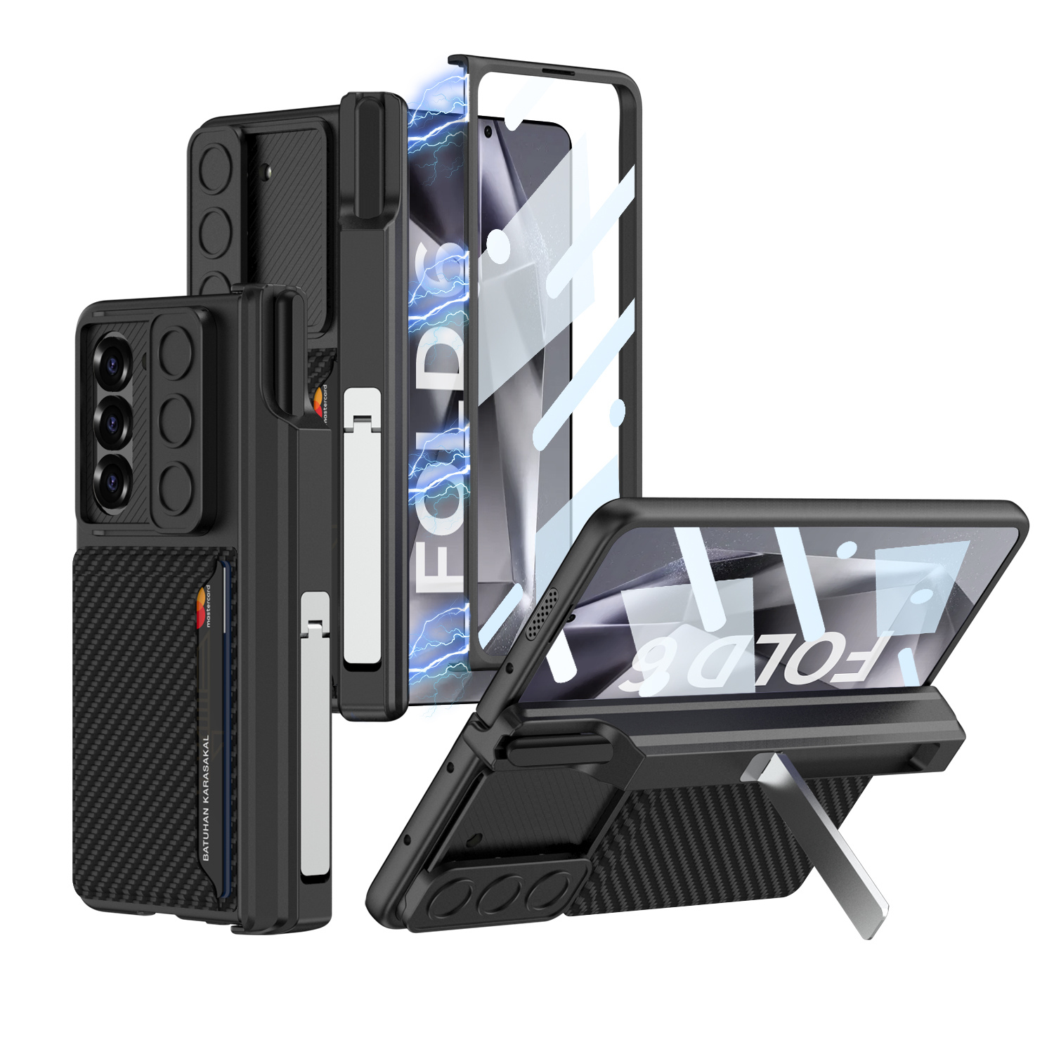 Samsung Z Fold 6 Pen Case – Black Protective Folding Cover with S Pen Holder