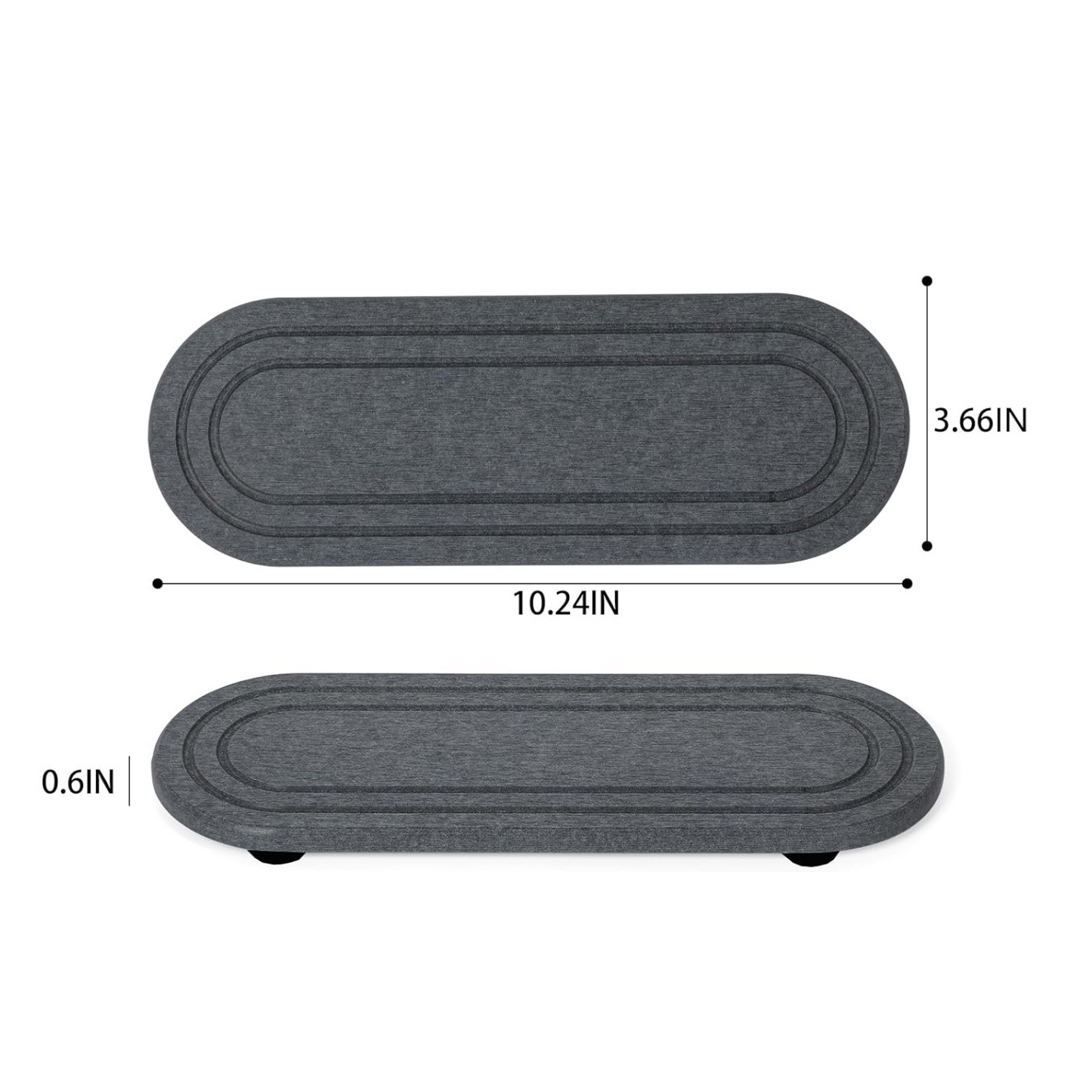 Diatomite Water Absorbent Stone Sink Trays Bathroom Kitchen Coaster - Pack of 2