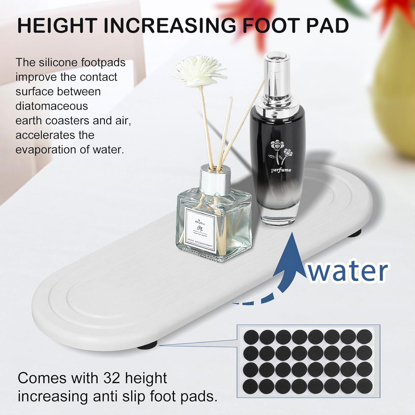 Diatomite Water Absorbent Stone Sink Trays Bathroom Kitchen Coaster - Pack of 2