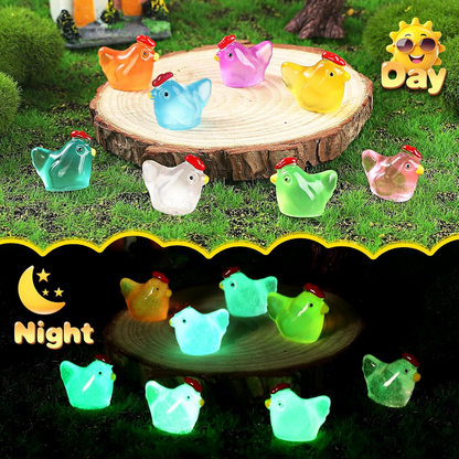 Luminous Mini Chicken Resin Figurines