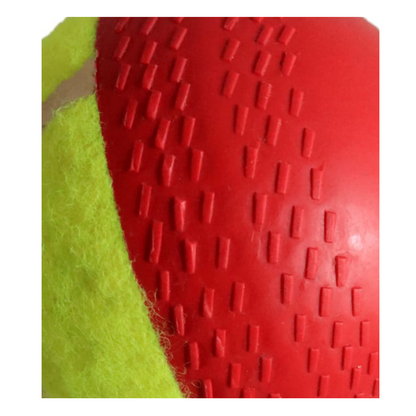 Half hard shell half tennis cricket ball close-up