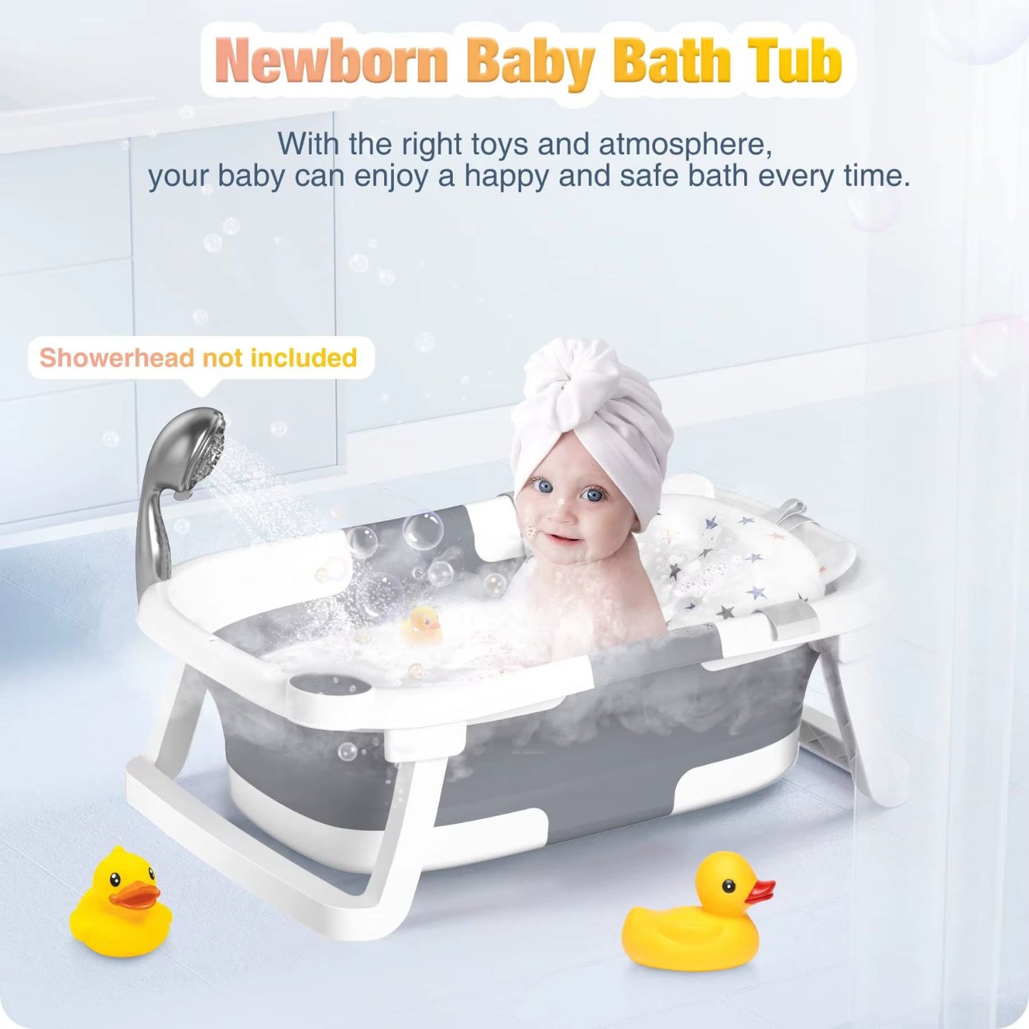 Collapsible Baby Bathtub With Thermometer | Foldable, Portable & Safe