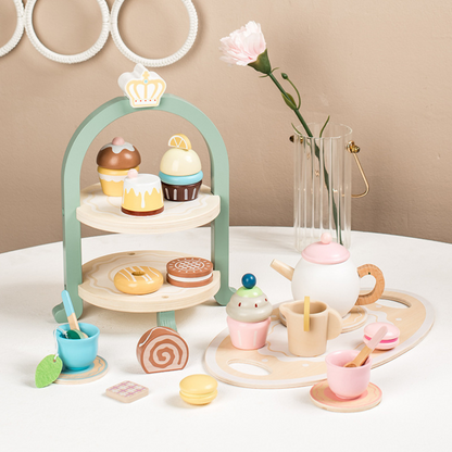 Montessori Pretend Play Afternoon Wooden Tea Party Set Toddlers Boys Girls