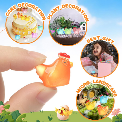 Luminous Mini Chicken Resin Figurines