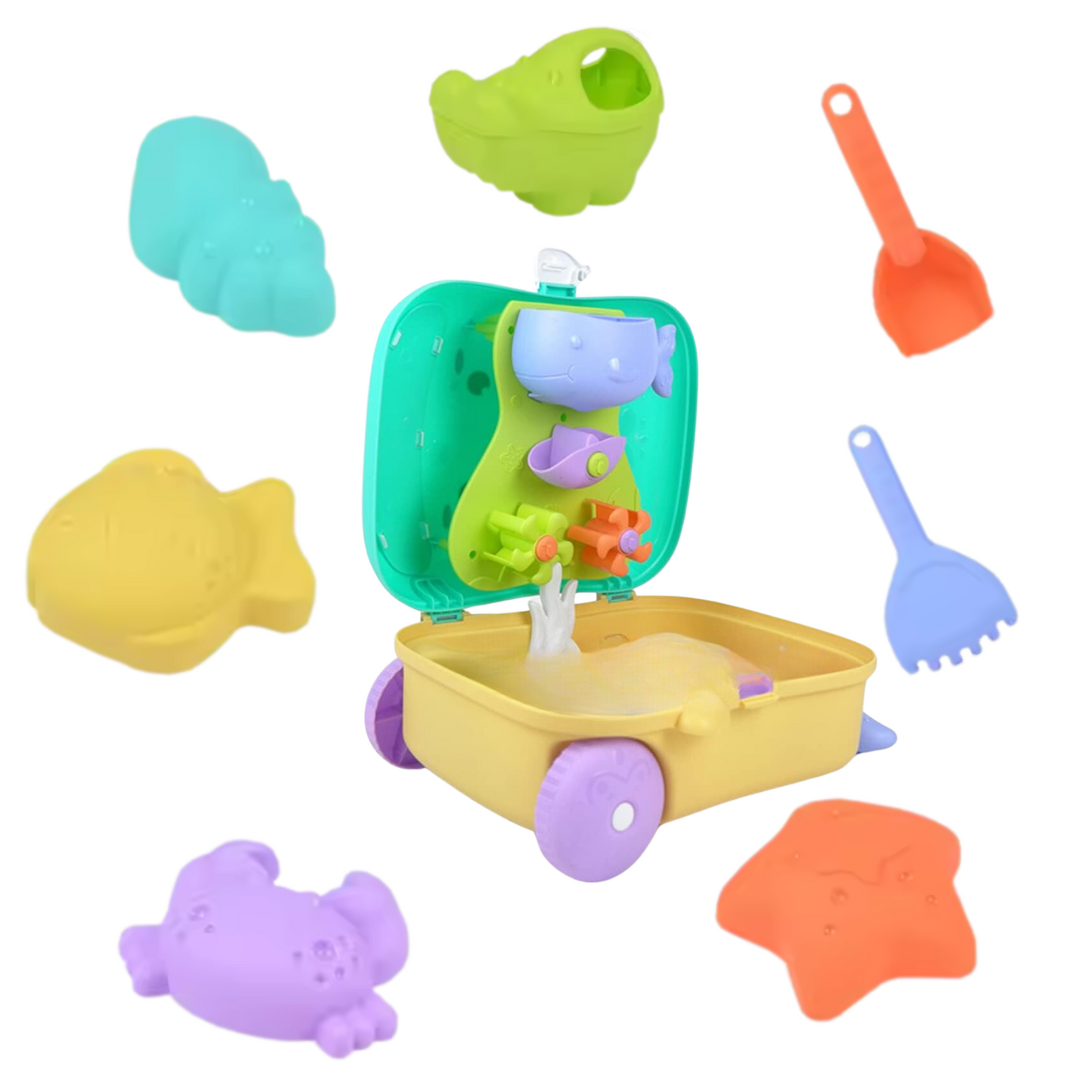 Children Beach Toys Set With Whale Trolley Case