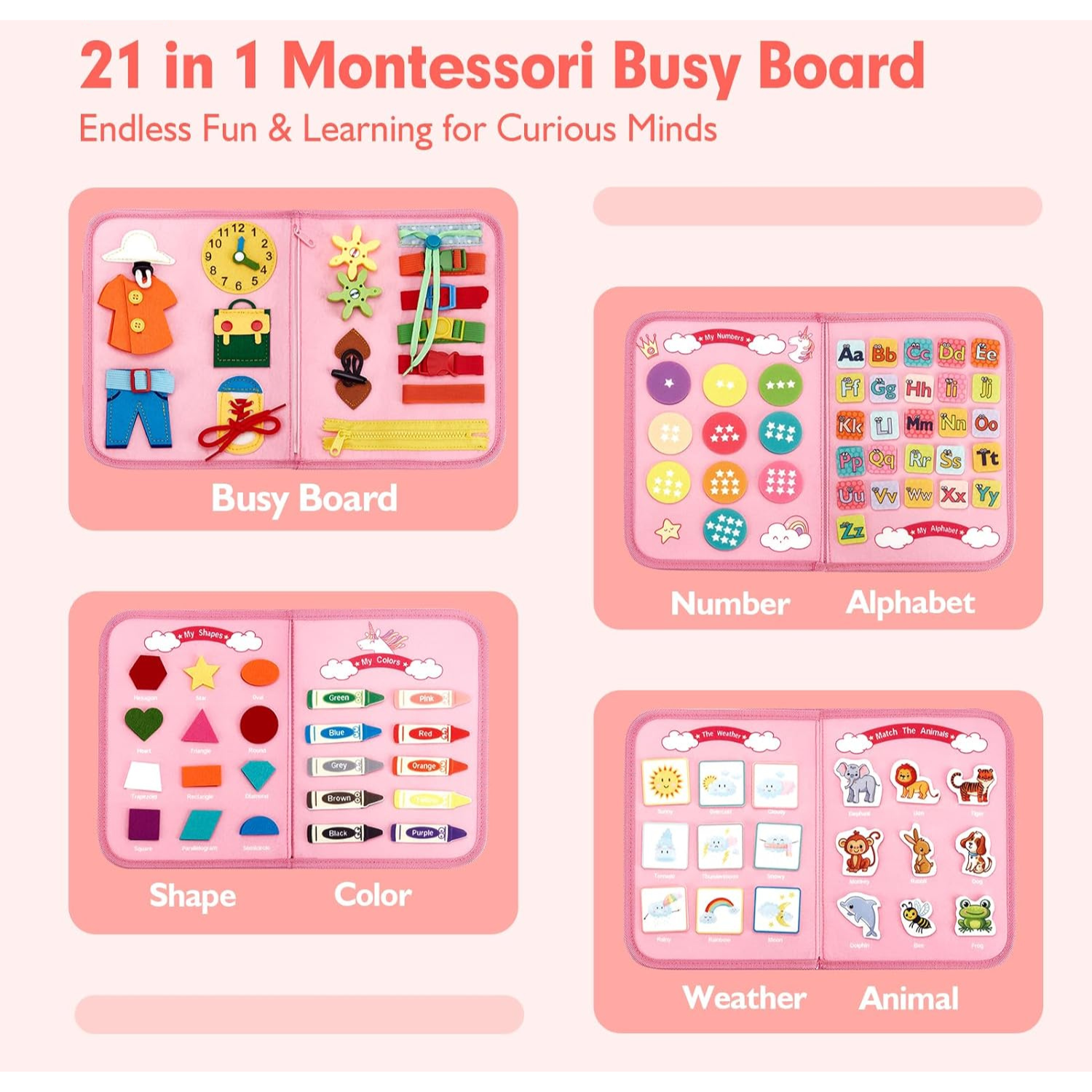 Travel-Friendly Montessori Busy Book for Airplane & Car Trips