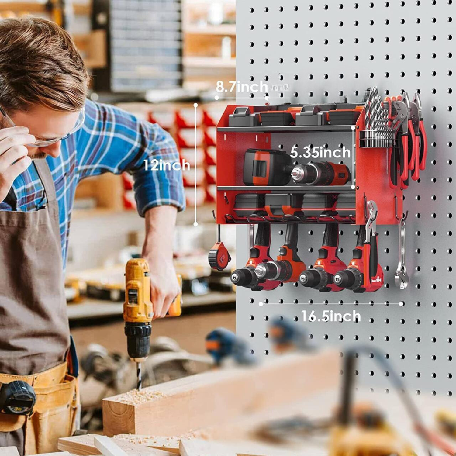 Wall mount power tool rack