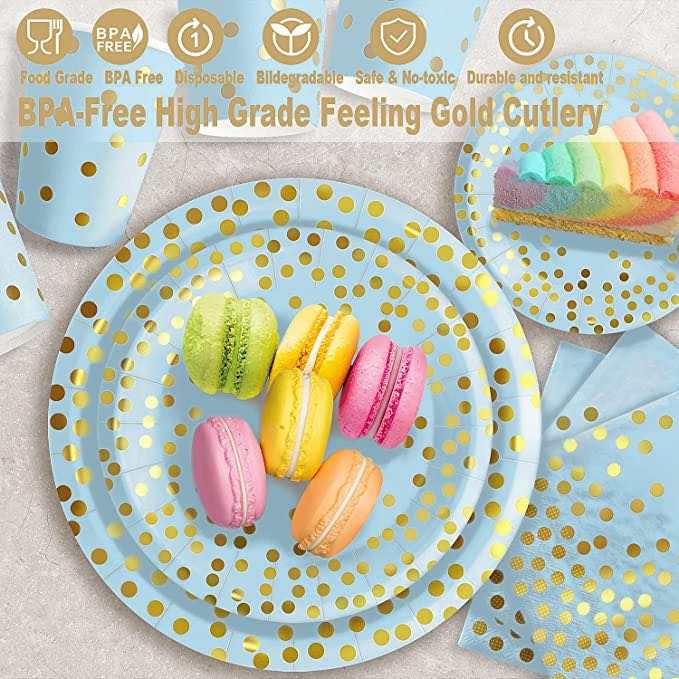 Eco-Friendly Blue and Gold Disposable Party Supplies South Africa